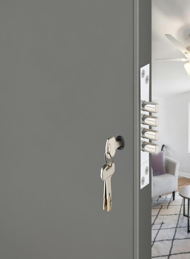 LAPO أقفال LAPO Premium ذات 4 مسامير مع 3 مفاتيح، مصنوعة من النحاس والفولاذ المقاوم للصدأ، للأبواب الخشبية بسماكة من 25 مم إلى 75 مم، للاستخدام المنزلي والمكتبي - طلاء كروم - KH-05 - Image 2